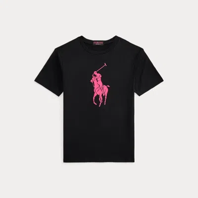 Ralph Lauren Kids' Pink Pony Cotton Jersey Tee In Polo Black