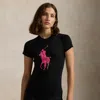 Polo Ralph Lauren Pink Pony Cotton Ribbed Tee In Polo Black