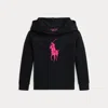 Polo Ralph Lauren Kids' Pink Pony Fleece Hoodie In Black