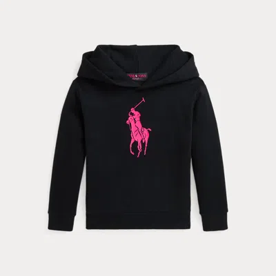 Polo Ralph Lauren Kids' Pink Pony Fleece Hoodie In Black