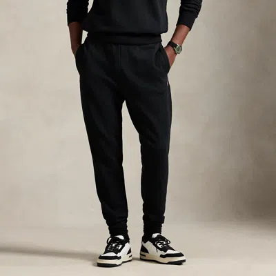 Ralph Lauren Pink Pony Fleece Sweatpant In Black