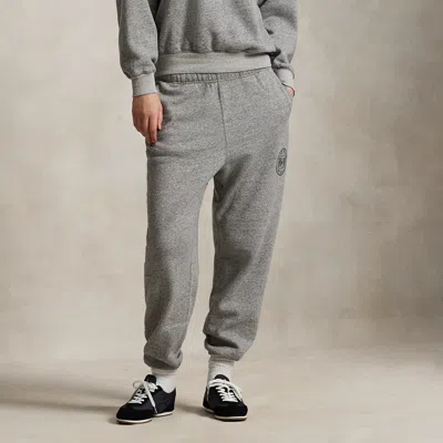 Polo Ralph Lauren Pink Pony Fleece Sweatpant In Dark Vintage Heather In Gray