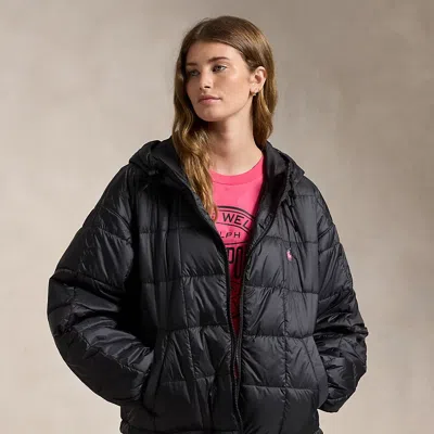 Polo Ralph Lauren Pink Pony Insulated Hooded Jacket In Polo Black