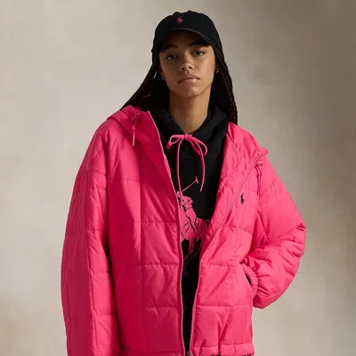 Polo Ralph Lauren Pink Pony Insulated Hooded Jacket In Wild Raspberry