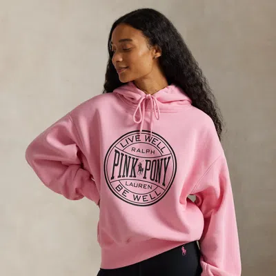 Polo Ralph Lauren Pink Pony Logo Fleece Hoodie In Course Pink
