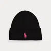 Polo Ralph Lauren Pink Pony Merino Wool Beanie In Polo Black