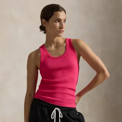 Polo Ralph Lauren Pink Pony Ribbed Cotton Tank In Wild Raspberry