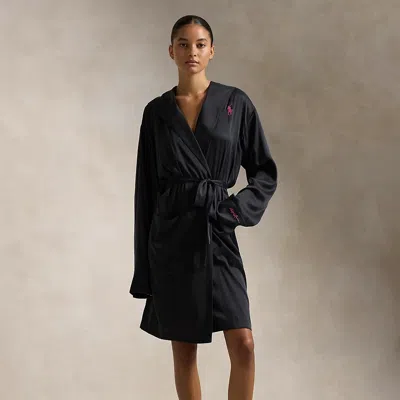 Polo Ralph Lauren Pink Pony Silk Robe In Onyx
