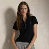 Polo Ralph Lauren Pink Pony Slim Fit Stretch Polo Shirt In Polo Black