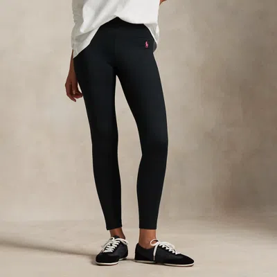 Ralph Lauren Pink Pony Stretch-jersey Legging In Black