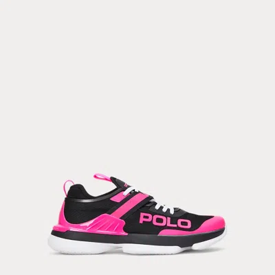 Polo Ralph Lauren Pink Pony Tech Court Pro Sneaker In Black/blaze Fuchsia