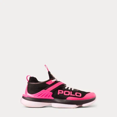 Ralph Lauren Pink Pony Tech Court Pro Sneaker In Black/blaze Fuchsia