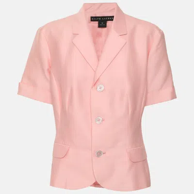 Pre-owned Ralph Lauren Pink Satin Single Breasted Short Sleeve Blazer L