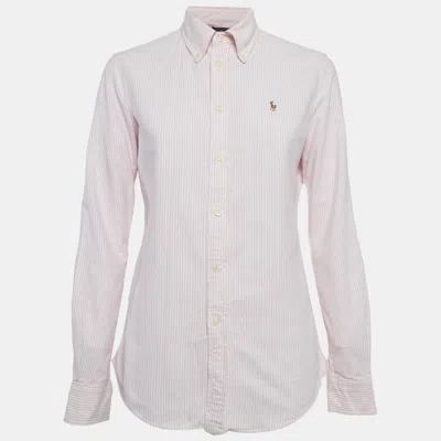 Pre-owned Ralph Lauren Pink Striped Cotton Slim Fit Shirt S
