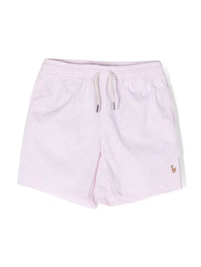 Ralph Lauren Kids' Polo Pony Swim Shorts In Pink