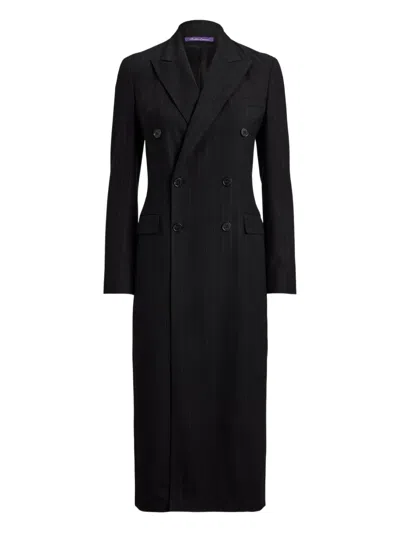 RALPH LAUREN PINSTRIPE DOUBLE-BREASTED MIDI DRESS