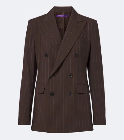 Ralph Lauren Pinstripe Double-breasted Wool Blazer In Multi