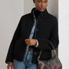 Ralph Lauren Pinstripe Leather Medium Danni Bag