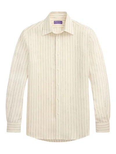 Ralph Lauren Pinstripe Linen Shirt In Neutral