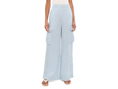 Ralph Lauren Pinstripe Linen Wide-leg Cargo Pants Women's Clothing Blue Multi: 14 31