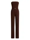 Ralph Lauren Pinstripe-pattern Belted Jumpsuit In Brown