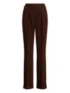 Ralph Lauren Pinstripe-pattern Buckle-detail Trousers In Brown