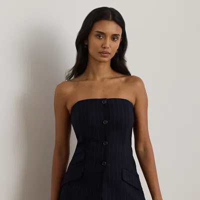 Ralph Lauren Pinstripe Wool-blend Twill Bustier In Multi