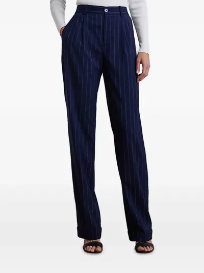 Ralph Lauren Pinstriped Tailored Trousers In Blue