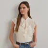 Ralph Lauren Pintucked Georgette Tie-neck Blouse