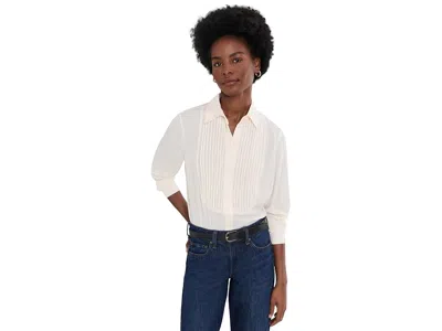 Ralph Lauren Pintucked-bib Georgette Tunic Shirt Women's Clothing Mascarpone Cream: 14, Polyester In Multi