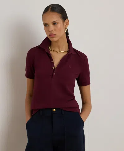 Ralph Lauren Pique Polo Shirt In Burgundy