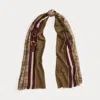 Ralph Lauren Plaid & Horse Bit-motif Wrap Scarf In Brown