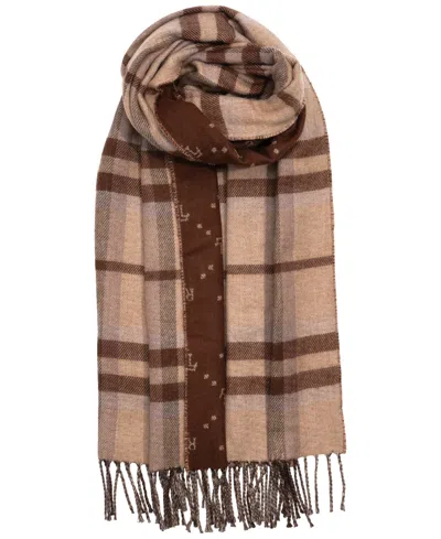 Ralph Lauren Plaid And Logo Double Face Scarf