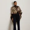 Ralph Lauren Plaid & Logo Jacquard Reversible Ruana In Brown