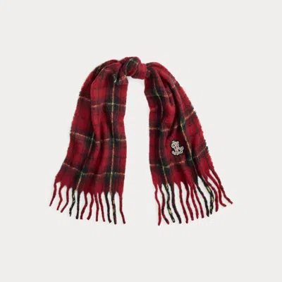 Ralph Lauren Plaid Bullion Scarf In Red Plaid
