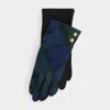 Ralph Lauren Plaid Button-trim Wool-blend Gloves In Blue