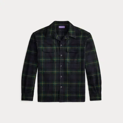 Ralph Lauren Plaid Cashmere Camp Shirt In Multi