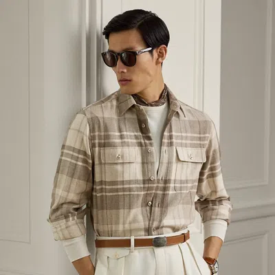 Ralph Lauren Plaid Cashmere Shirt In Brown