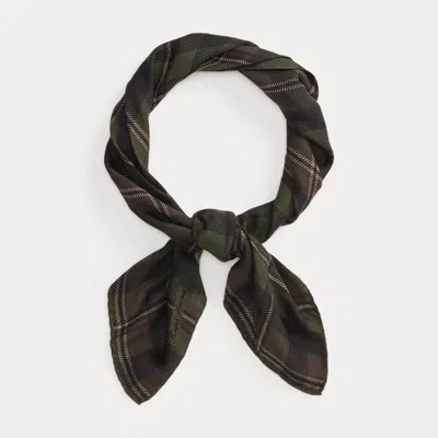 Ralph Lauren Plaid Cashmere-silk Neckerchief In Black