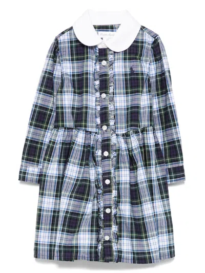 Polo Ralph Lauren Babies' Plaid-check Dress In Blue