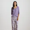 Ralph Lauren Plaid Cotton-blend Henley Pajama Set In Purple
