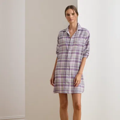 Ralph Lauren Plaid Cotton-blend Twill Sleep Shirt In Multi