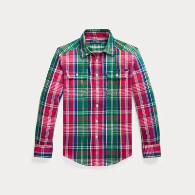 Ralph Lauren Kids' Plaid Cotton Flannel Workshirt In Multi