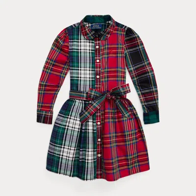 Polo Ralph Lauren Kids' Plaid Cotton Fun Shirtdress In Red