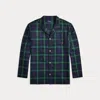Ralph Lauren Plaid Cotton Pajama Shirt In Blue