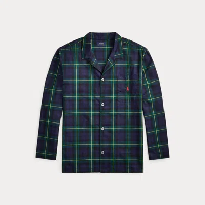 Ralph Lauren Plaid Cotton Pajama Shirt In Blue