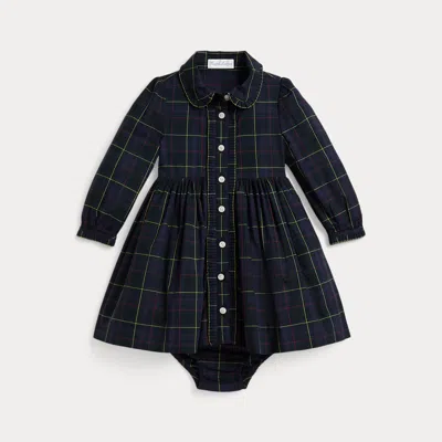 Ralph Lauren Babies'  Plaid Cotton Poplin Dress & Bloomer In Blue