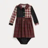 Ralph Lauren Plaid Cotton Poplin Shirtdress & Bloomer In Brown