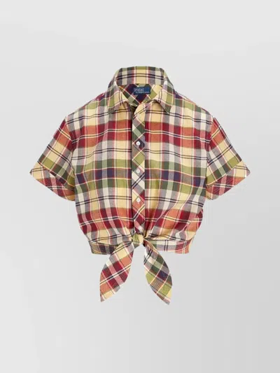Ralph Lauren Plaid Cotton Shirt With Tie-front