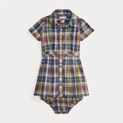 Ralph Lauren Babies'  Plaid Cotton Shirtdress In Multi